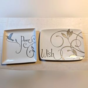 Set Of 2 Bed Bath And Beyond Peace Wish Decorative Porcelain Plates
